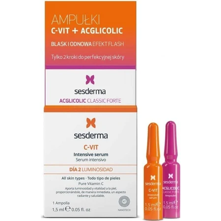 sesderma FLASH EFEKT ACGLICOLIC + C-VIT сироватка 1×2x1,5 мл, сироватка з високим вмістом гліколевої кислоти: ціни та характеристики