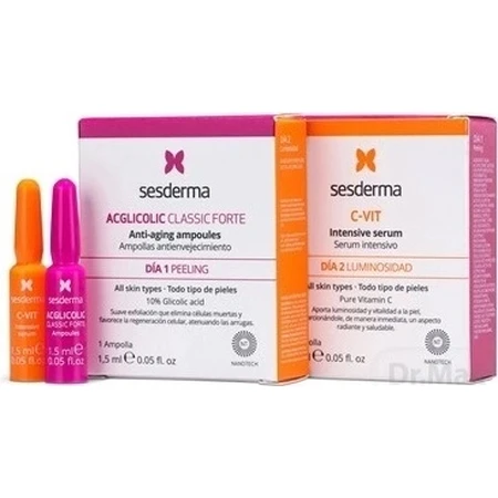 sesderma FLASH EFEKT ACGLICOLIC + C-VIT сироватка 1×2x1,5 мл, сироватка з високим вмістом гліколевої кислоти: ціни та характеристики