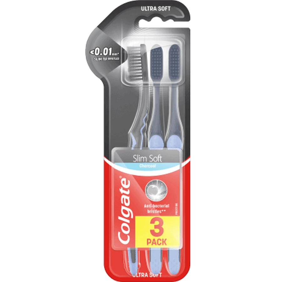 Colgate Зубная щетка Slim Soft Charcoal, 3 штуки: цены и характеристики