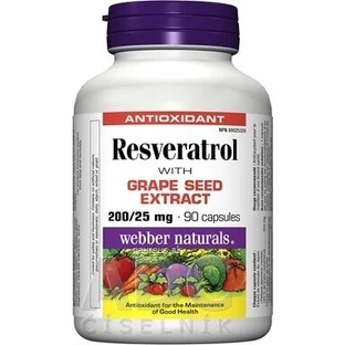 WEBBER NATURALS Ресвератрол 200 мг 1×90 капсул, дієтична добавка