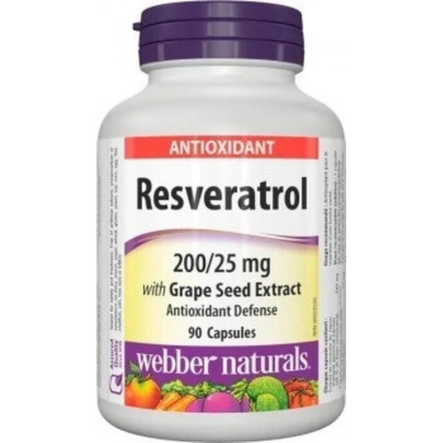WEBBER NATURALS Ресвератрол 200 мг 1×90 капсул, дієтична добавка: ціни та характеристики