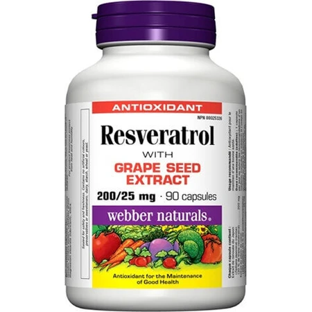 WEBBER NATURALS Ресвератрол 200 мг 1×90 капсул, дієтична добавка: ціни та характеристики