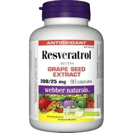 WEBBER NATURALS Ресвератрол 200 мг 1×90 капсул, дієтична добавка: ціни та характеристики