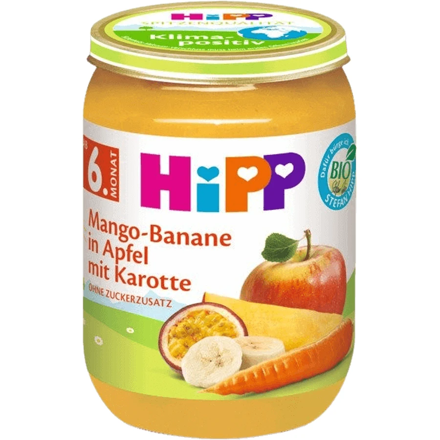 HiPP BIO Яблуко з бананом, манго та морквою з 6 місяців 190 г: ціни та характеристики