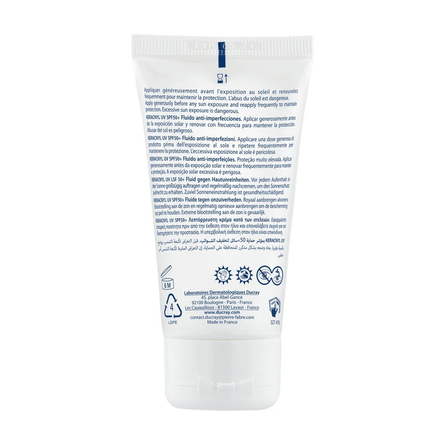 Ducray Keracnyl UV Флюид против несовершенств SPF 50+, 50 мл: цены и характеристики