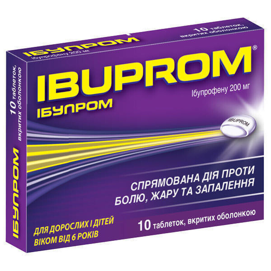 Ібупром табл. в/о 200 мг блістер №10: ціни та характеристики