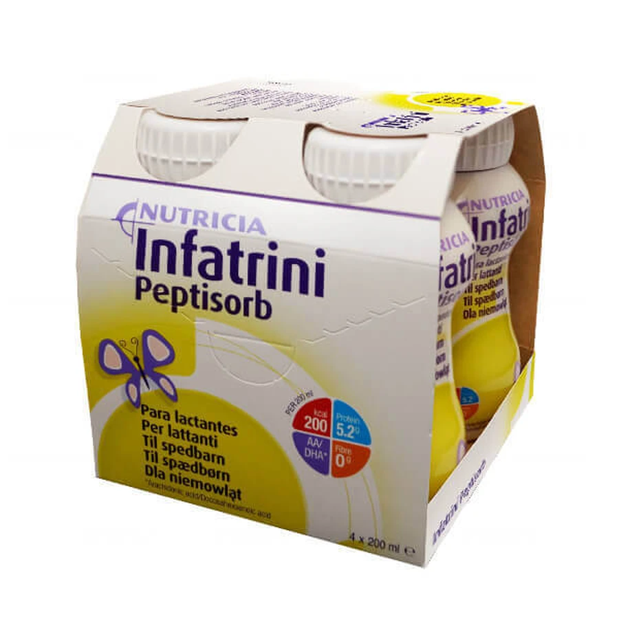 Питательная смесь Infatrini Peptisorb для детей с рождения, 4 шт.x 200 мл: цены и характеристики