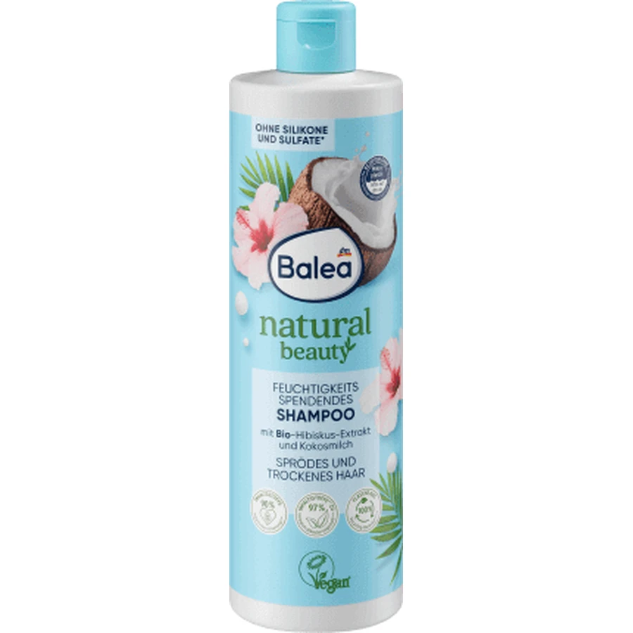 Зволожуючий шампунь Balea natural beauty з екстрактом кокоса та гібіскуса, 400 мл: ціни та характеристики