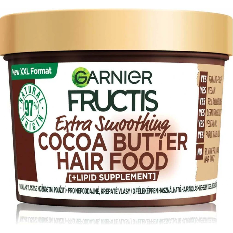 Garnier Fructis Hair Food Какао-масло розгладжуюча маска для неслухняного, кучерявого волосся, 400 мл 1×400 мл, маска для волосся: ціни та характеристики