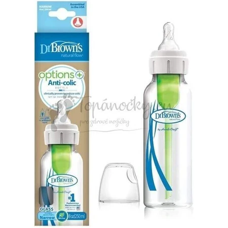 Dr.BROWN'S BABY BOTTLE OPTIONS+ 250 мл 1×1 шт, вузька, 0M+, антиколікова, пластик, біла: ціни та характеристики
