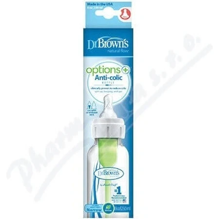 Dr.BROWN'S BABY BOTTLE OPTIONS+ 250 мл 1×1 шт, вузька, 0M+, антиколікова, пластик, біла: ціни та характеристики