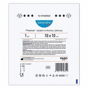 Pasocare Med, пластир перев'язувальний, жовтий, 10 см х 10 см, 1 шт.