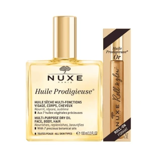 Масло для лица, тела и волос 100 мл + ролл для лица и декольте 8 мл Huile Prodigieuse, Nuxe