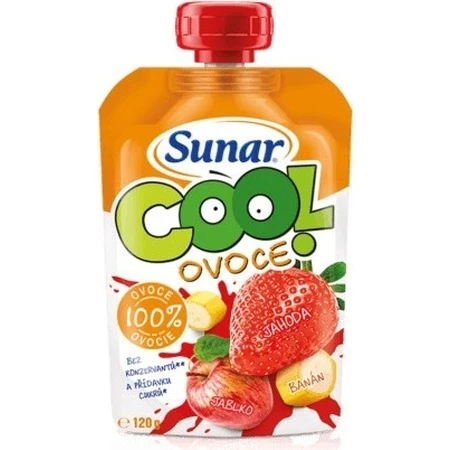 Sunar COOL Fruit Банан, клубника, яблоко 1×120 г, Банан, клубника, яблоко, 12м+: цены и характеристики