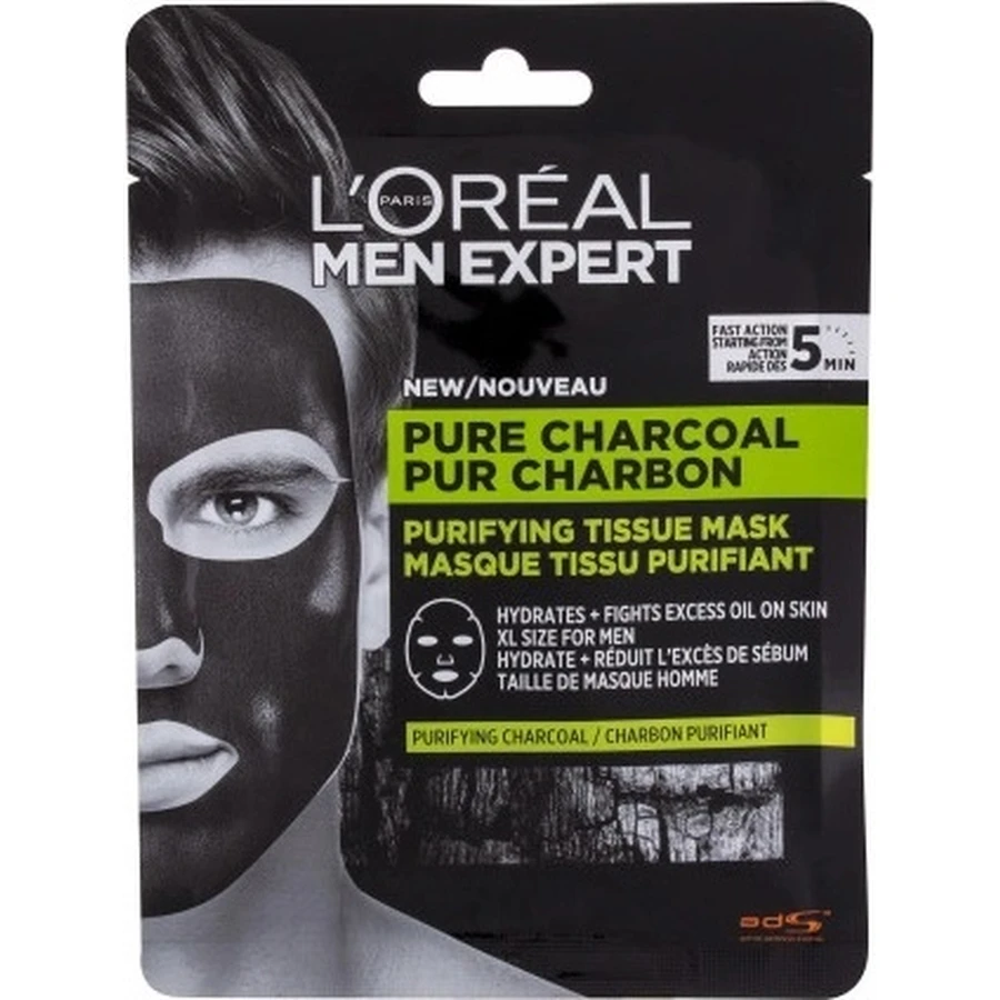 L'Oréal Paris Men Expert Pure Charcoal 1×30 г, текстурированная маска для лица: цены и характеристики