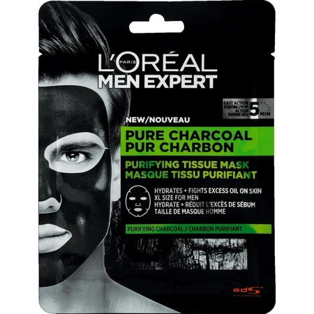 L'Oréal Paris Men Expert Pure Charcoal 1×30 г, текстурированная маска для лица: цены и характеристики