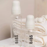 Пляшечка Bibs Baby Glass Bottle, скляна з гумовою соскою з повільним потоком, слонова кістка, від народження, 225 мл