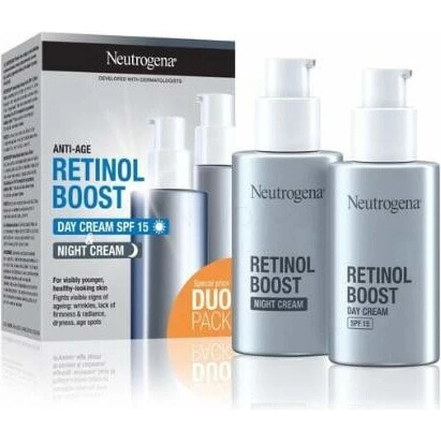 NEUTROGENA® Retinol Boost DUOPack денний антивіковий крем SPF15 + нічний крем 2х50мл 2×50мл, антивіковий крем: ціни та характеристики