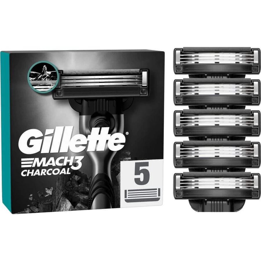 Змінні бритвені головки Gillette Mach3 Charcoal для чоловіків 5 шт.: ціни та характеристики
