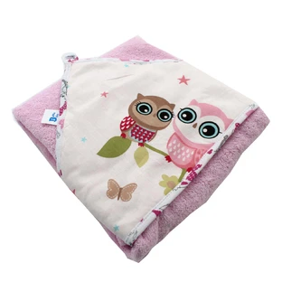 Полотенце с шапочкой, розовое с совой, 80x90 см, Baltic Bebe