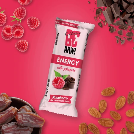 Батончик BeRAW! Energy Raspberry, енергетичний, 40 г: ціни та характеристики