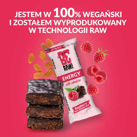 Батончик BeRAW! Energy Raspberry, енергетичний, 40 г: ціни та характеристики