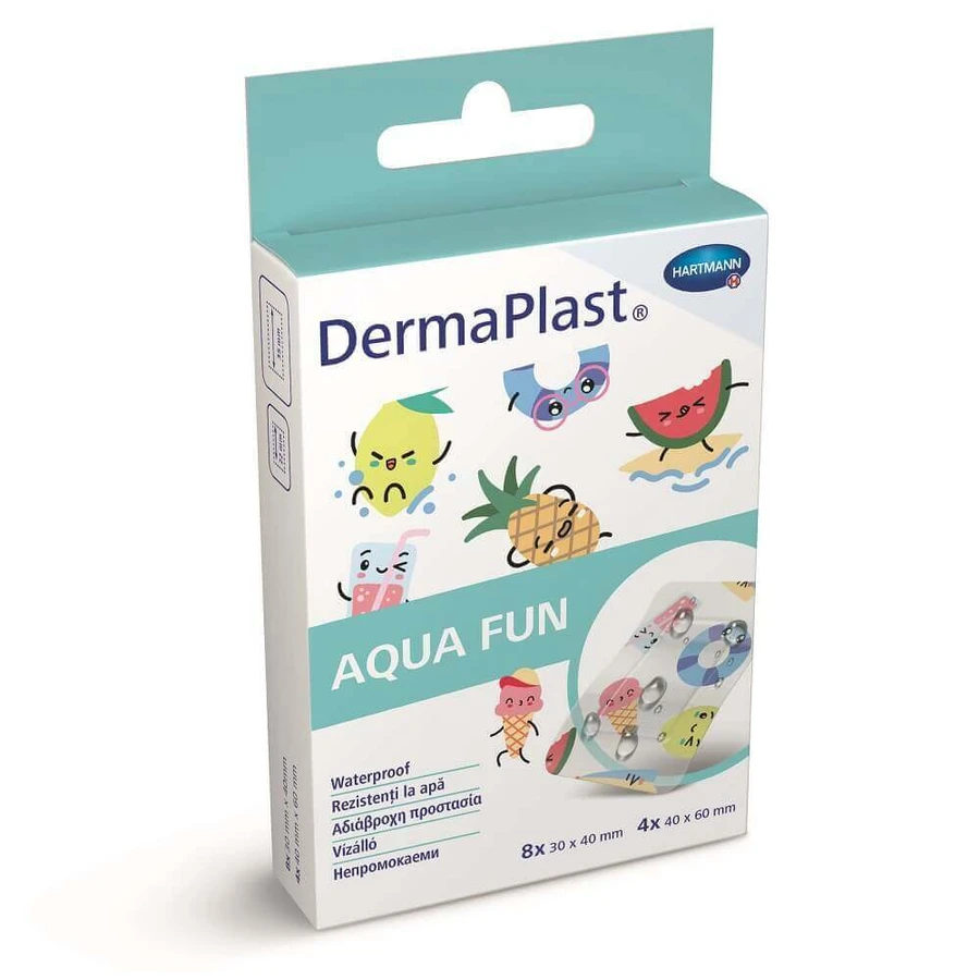 Водонепроникні пластирі DermaPlast Kids Aqua fun (535557), 12 штук, Hartmann: ціни та характеристики
