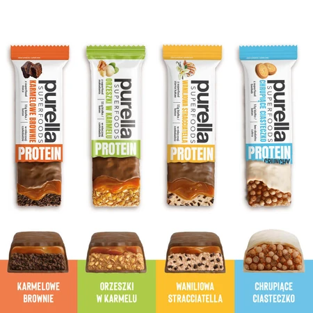 Purella Superfoods Протеїн, протеїновий батончик, карамельний брауні, 45 г: ціни та характеристики