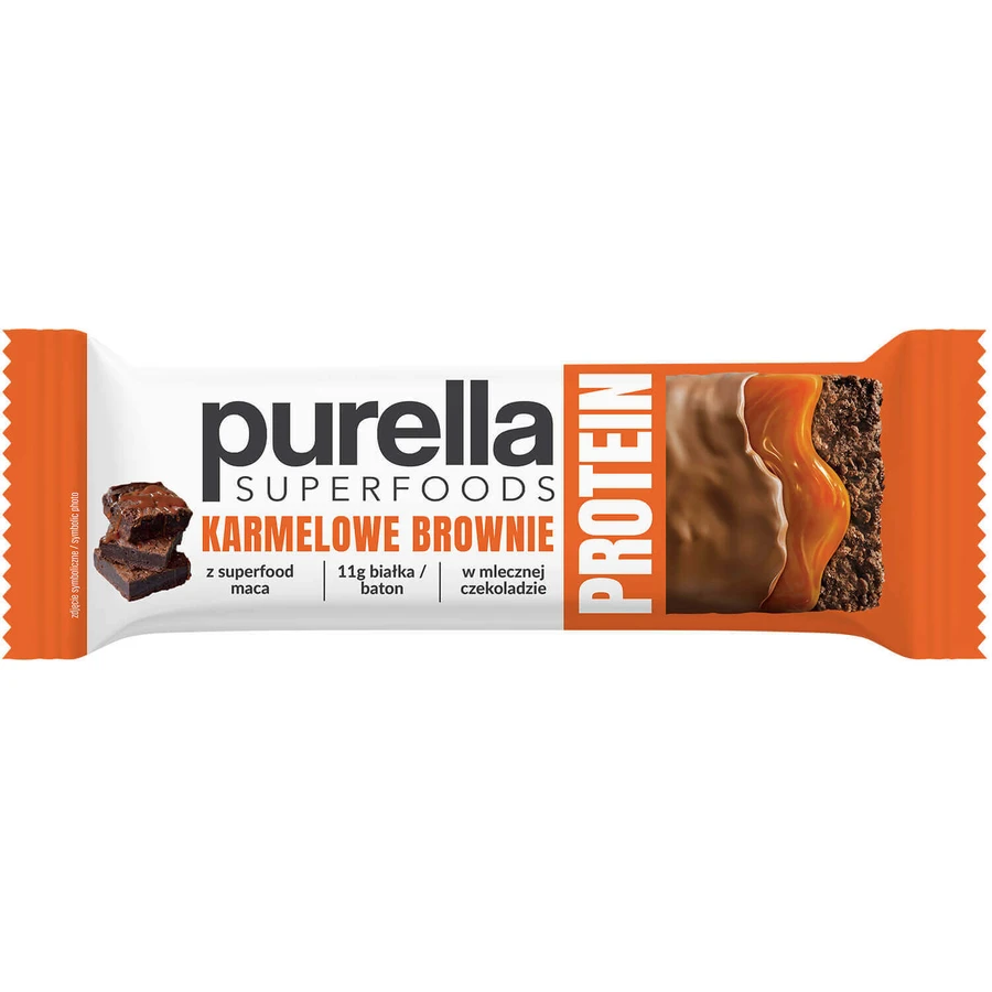Purella Superfoods Протеїн, протеїновий батончик, карамельний брауні, 45 г: ціни та характеристики