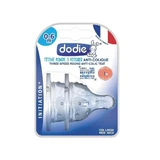 Набір з 2 силіконових сосок з широкою шийкою для пропуску кольок, інтенсивність потоку 1, 0-6 місяців, Dodie
