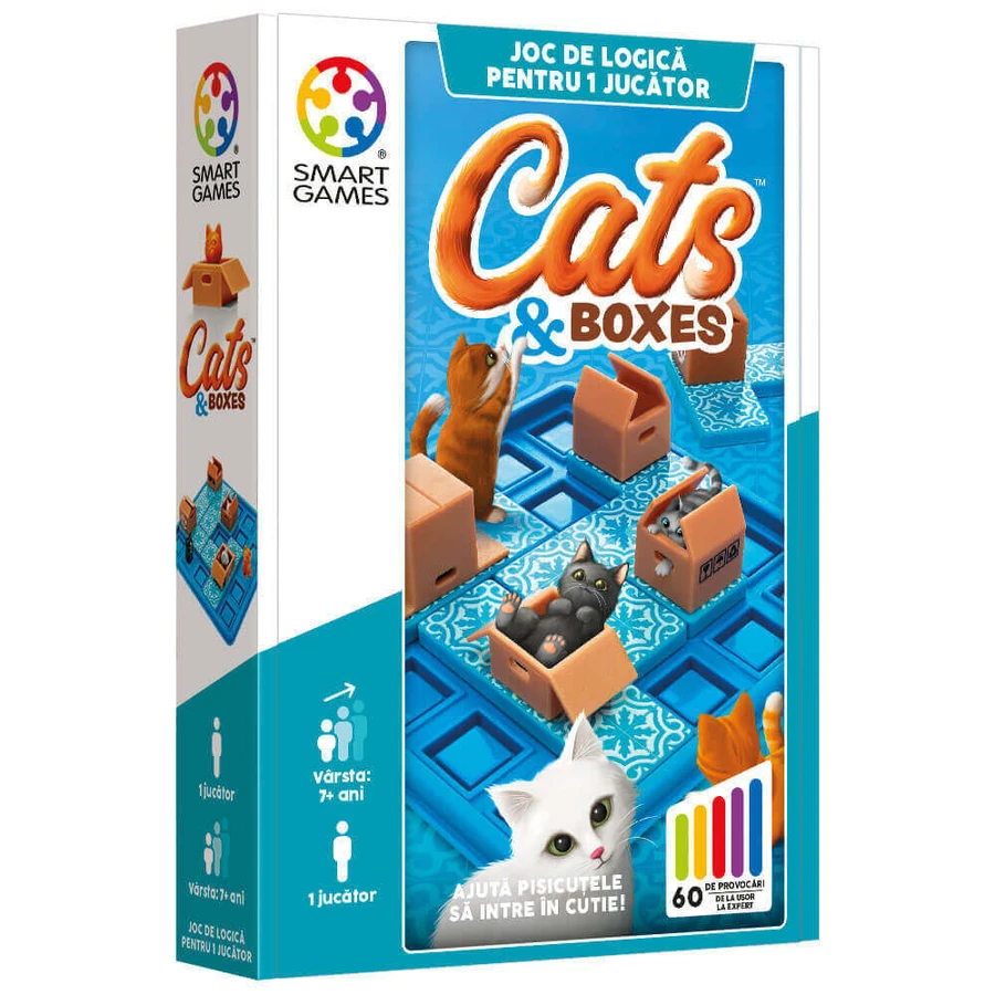 Логічна гра 60 завдань румунською мовою "Коти та коробки", +7 років, Smart Games: ціни та характеристики