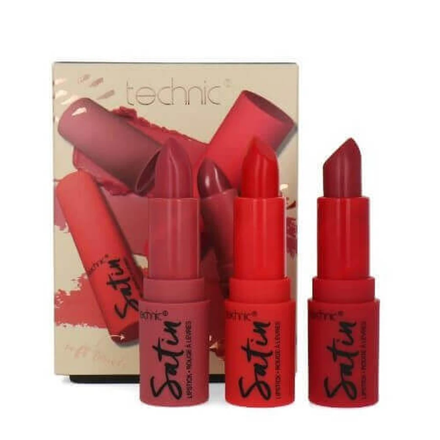 Набор из 3 помад для губ, Technic, Satin, Vegan: цены и характеристики