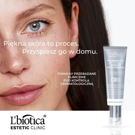 L'Biotica Estetic Clinic Мультизахист, антивіковий догляд, SPF 50, 35 мл + очищувальний та освітлювальний міцелярний лосьйон, 50 мл безкоштовно: ціни та характеристики