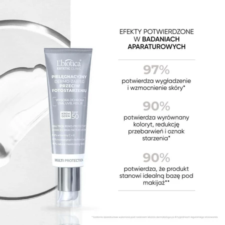 L'Biotica Estetic Clinic Мультизахист, антивіковий догляд, SPF 50, 35 мл + очищувальний та освітлювальний міцелярний лосьйон, 50 мл безкоштовно: ціни та характеристики
