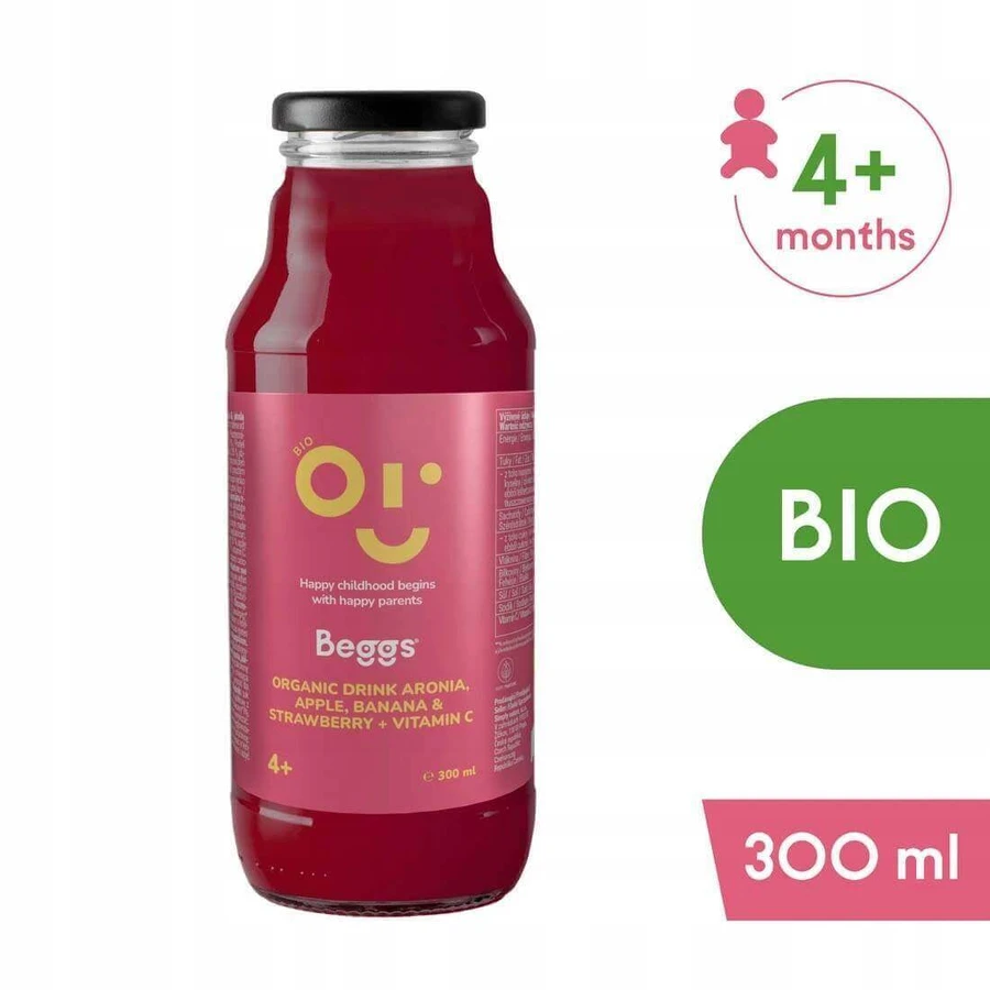 Beggs BIO Напій з аронії, яблука, банана та полуниці 1×300 мл, фруктовий напій: ціни та характеристики
