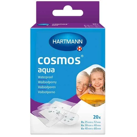 Cosmos Aqua, водостійкий пластир з перев'язувальним матеріалом, 20 шт.: ціни та характеристики