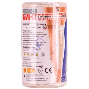 Бинт еластичний медичний тон-1 3,5 м х 10 см, з кліпсою