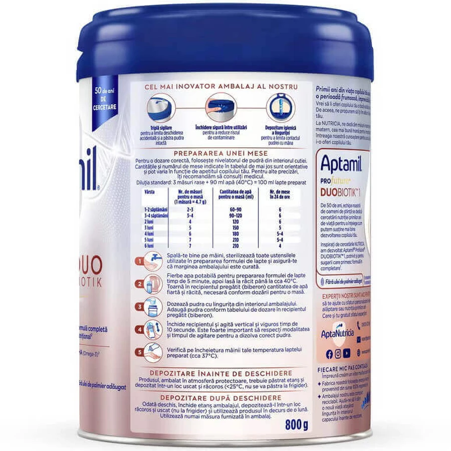 Сухе молоко Nutricia Aptamil ProFutura Duobiotik 1, від 0-6 місяців 1, 800 г: ціни та характеристики