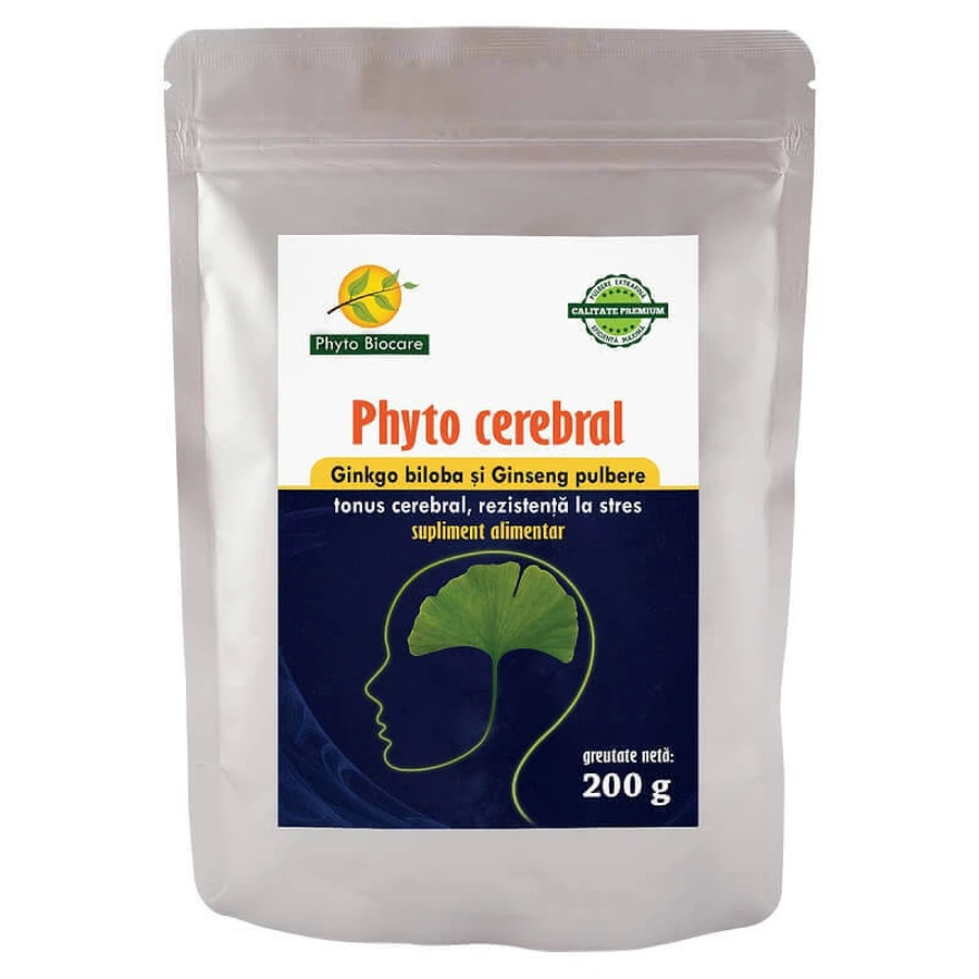 Порошок гинкго билоба и женьшеня Phyto Cerebral, 200 г, Phyto Biocare: цены и характеристики