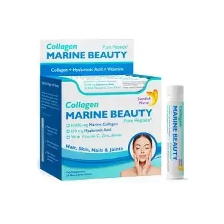 Гидролизованный жидкий морской коллаген MARINE BEAUTY, тип 1 и 3, 20 флаконов, Swedish Nutra: цены и характеристики