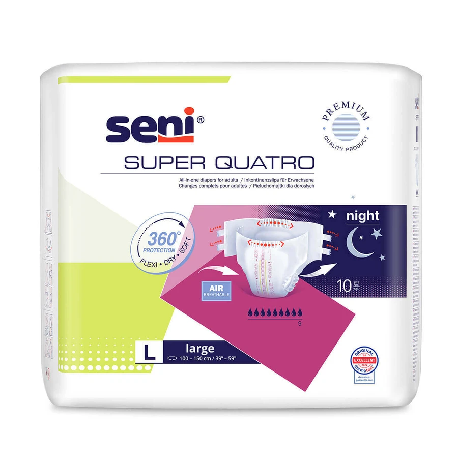 Подгузники Super Seni Quatro Large, 100-150 см, 10 шт.: цены и характеристики