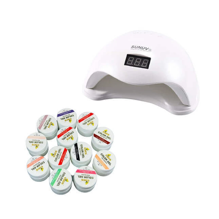 Набір SUN PRO LED УФ-лампа для нігтів та 12 УФ-гелів Coco More Professional: ціни та характеристики