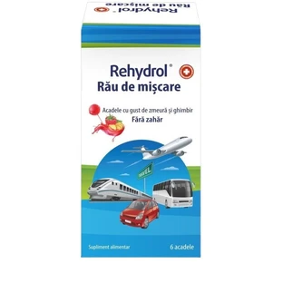 Льодяники Rehydrol bad motion зі смаком малини без цукру, 6 льодяників, MBA Pharma
