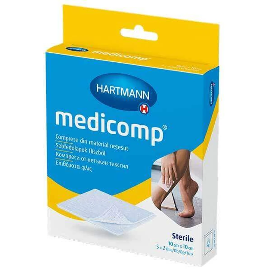 Medicomp, марлеві неткані компреси, 4 шари, 10 см х 10 см, 5 х 2 шт.: ціни та характеристики