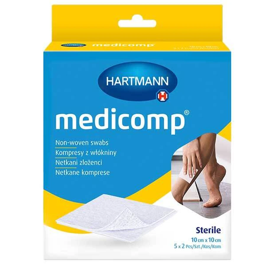 Medicomp, марлеві неткані компреси, 4 шари, 10 см х 10 см, 5 х 2 шт.: ціни та характеристики