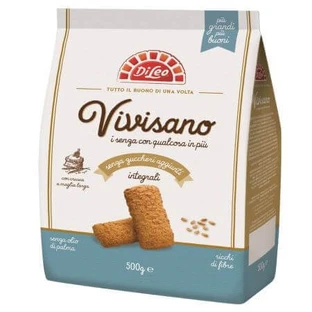 Печенье Vivisano из цельнозерновой муки без сахара, 500 г, Di Leo