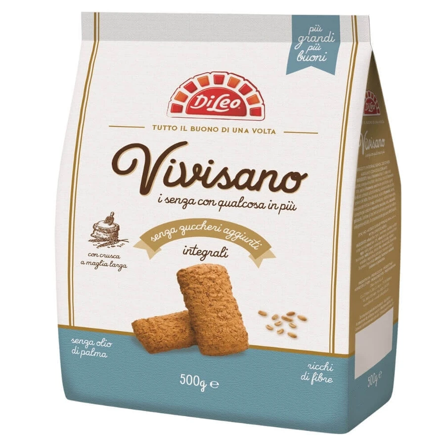 Печенье Vivisano из цельнозерновой муки без сахара, 500 г, Di Leo: цены и характеристики