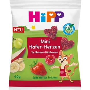 HiPP BIO Фруктово-злакові сердечка Полуниця-Малина 40 г