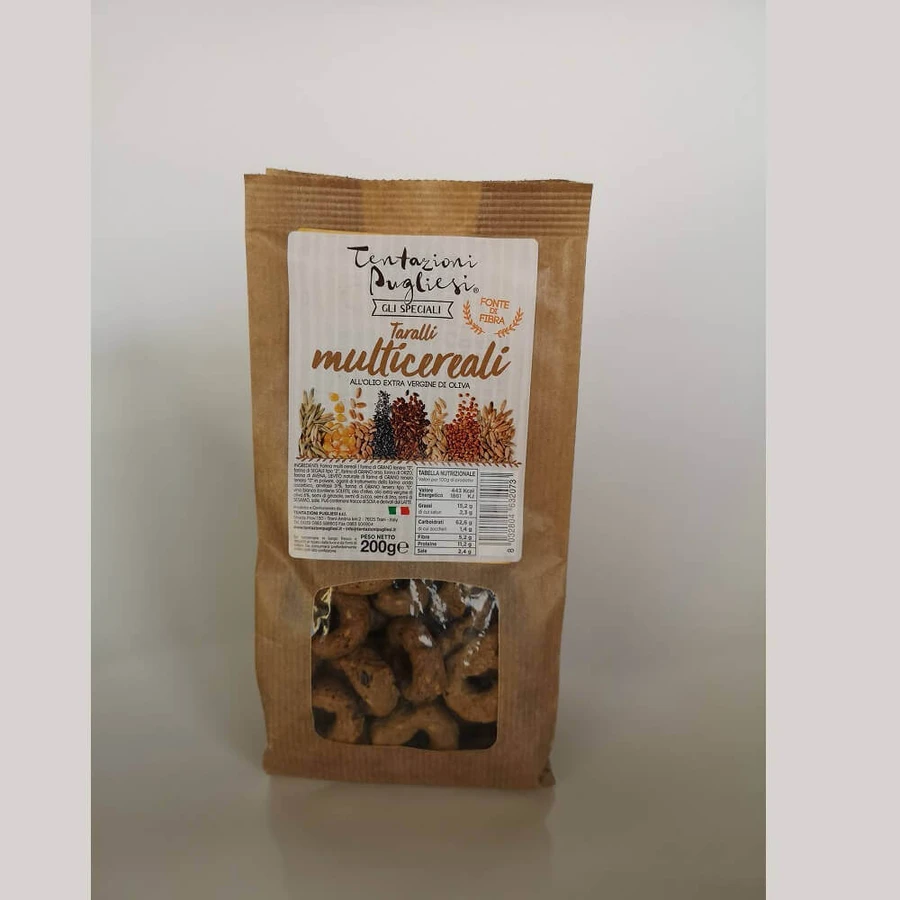 Крендельки Taralli Multicereale Taralli Multicereale с оливковым маслом экстра вирджин, 200 г, Tentazioni Pugliesi: цены и характеристики