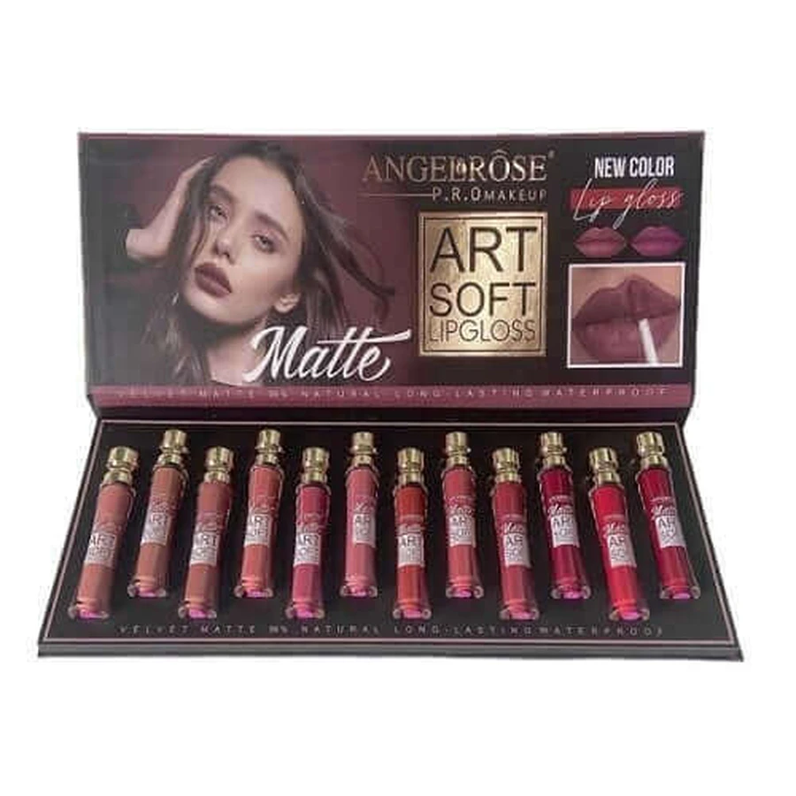 Набір з 12 матових і стійких помад, Angel Rose, Art Soft Waterproof, натуральний оксамитовий матовий: ціни та характеристики